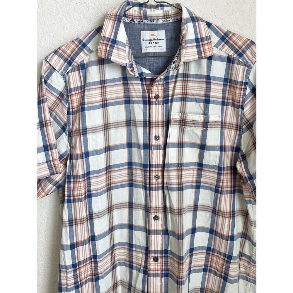 Tommy Bahama Mens Orange Striped Button Down Shirt Small 100% Cotton Pre-owned - Picture 3 of 12